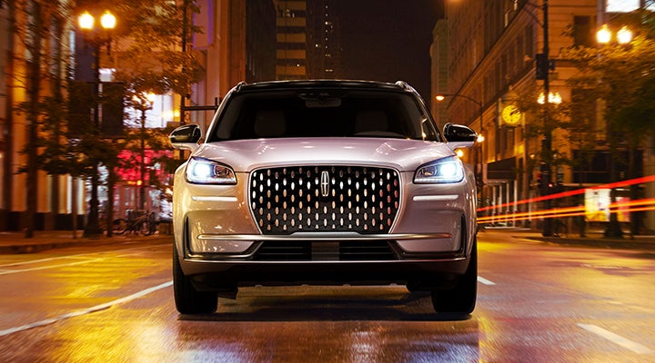 The striking grille of a 2024 Lincoln Corsair® SUV is shown. | Koons Lincoln of Bethesda in Silver Spring MD